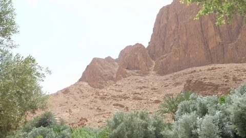 River in Morocco hinterland, trees and mountain, Africa in 4K Stock Footage 92054771