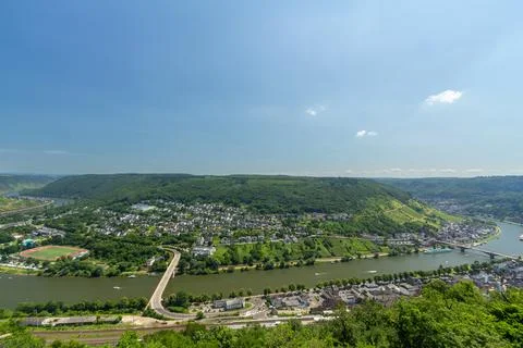 River the Mosel through the Eifel Valley Stock Photos