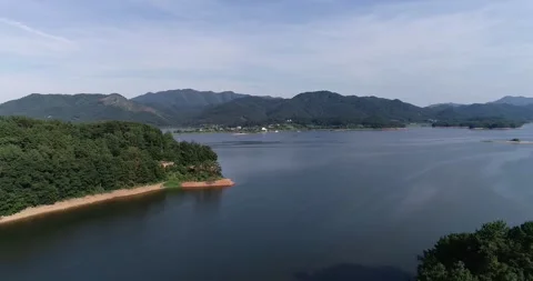 River with mountain, drone shot Video stock 303550911