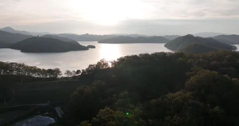  river with mountain, drone shot Видео 303550913