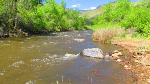 River Mountain Favorite Spot On Clear Creek In Golden Colorado Stock Footage