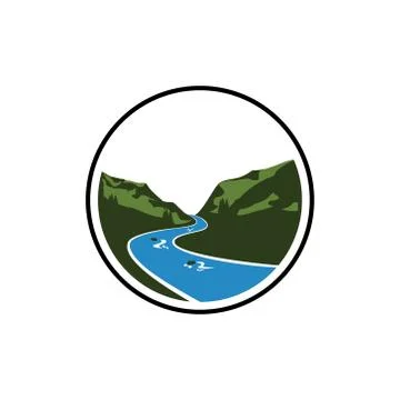 River mountain landscape logo vector Stock Illustration