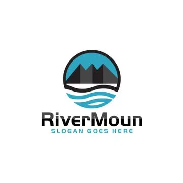 River Mountain Logo Design Stock Illustration