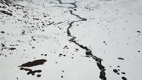 River in the mountain with snow. Stock Footage 95300644