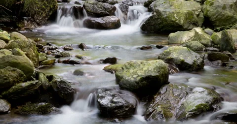 River mountain: Time Lapse 4K with silk effect Stock Footage 55007256
