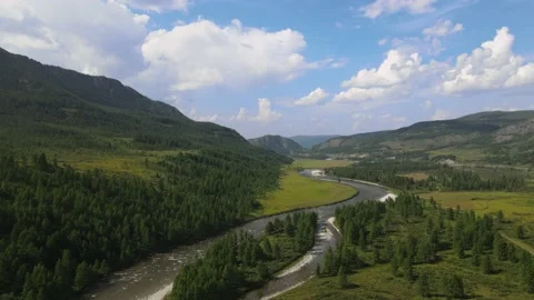 River in mountain valley. Aerial view. Stock Footage 170044084