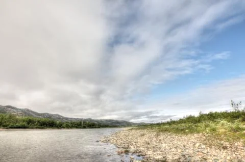 River in mountain valley Stock Photos