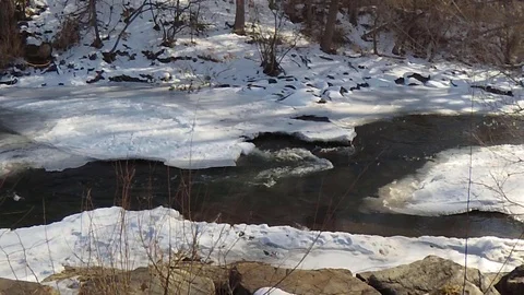 River Mountain Winter With Snow Stock Footage 126605674