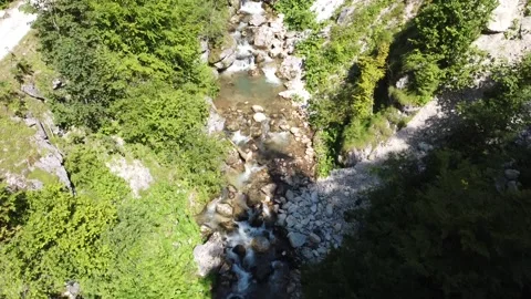 River in Mountains Aerial View Stock Footage 145027636