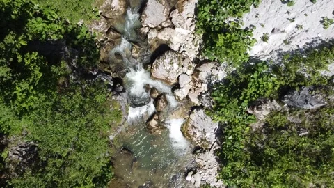 River in Mountains Aerial View Stock Footage 145027647