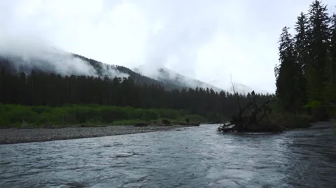 River Mountains and Clouds with Dramatic Color Stock Footage 64455352
