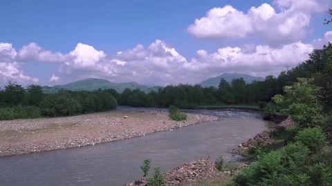 River Mountains And Clouds In The Summer Stock Footage 130717230
