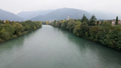 River with mountains on the background Stock Footage