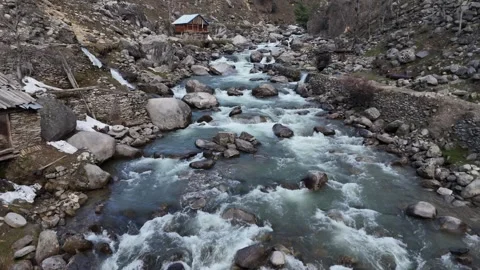 River in the mountains | Beautiful Natural Spring in Kashmir Stock Footage 318979320