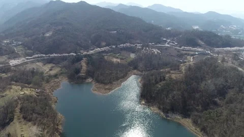 River in the mountains, drone shot Stock Footage 303128032