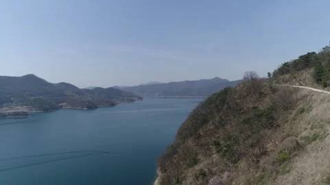 River in the mountains, drone shot 스톡 동영상 303131188