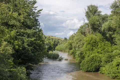 A river in the mountains during springtime Stock Photos