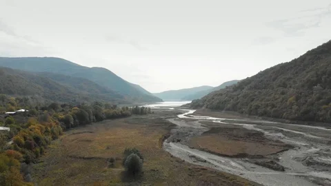 River in the mountains of Georgia flowing between the rocks along the gorge Stock Footage 98154141
