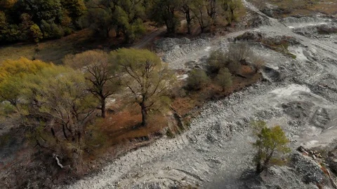 River in the mountains of Georgia flowing between the rocks along the gorge Stock Footage 98155357