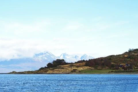 River with mountains. Stock Photos