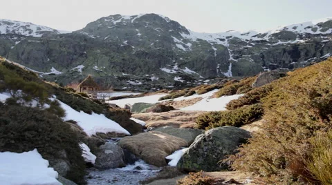 River mountains snow thaw Stock-Footage 54219859