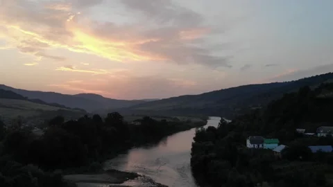 River in the mountains at sunset Stock Footage 199223185