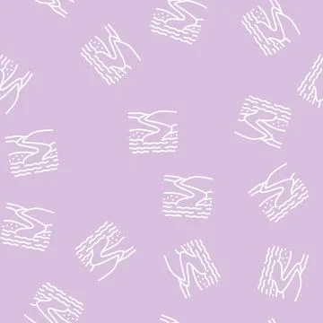 River mouth line seamless pattern Stock Illustration