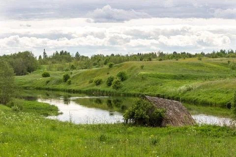 River Msta on a summer day Stock Photos