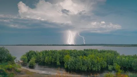 River nature lightning Stock Photos