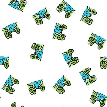 River nature vector seamless pattern Stock Illustration