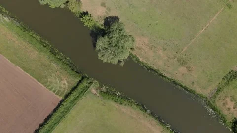 River Nene Bird's Eye View Of Birds And Kayakers Lilford Northamptonshire Spring Stock Footage