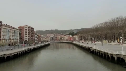 River nervion in its passage through the city of bilbao Stock Footage 172487201