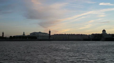 River Neva, view to split of Vasilievsky island, timelapse Stock Footage 53608305