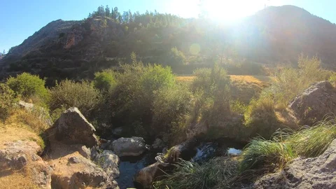 River next to ancient ruins in archeological site at Cusco, Peru. Stock Footage 115106920
