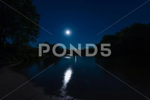 River at night with fog Stock Photos