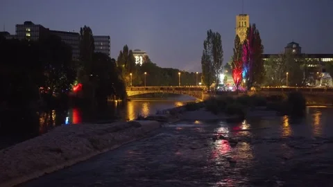 River Night Party Stock Footage