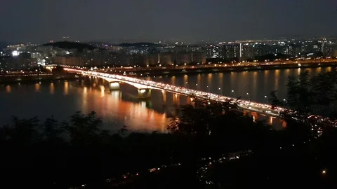 River night view Stock Footage