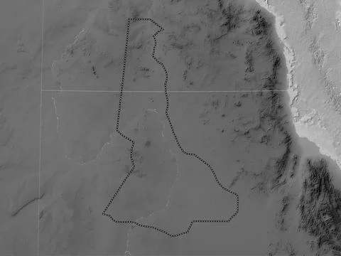 River Nile, Sudan. Grayscale elevation map with lakes and rivers 库存插图
