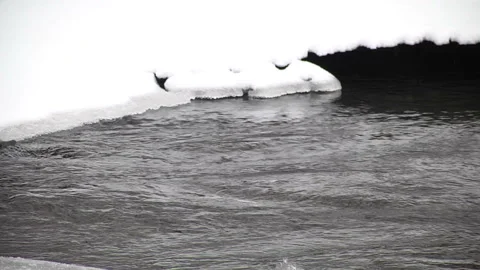 The river is not covered in ice in winter. Video stock 92783841