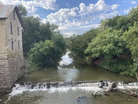 River by Old Stone Mill Stock Photos