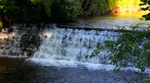 River Oos with waterfall In Baden-Baden. Germany Stock-Footage 43147930