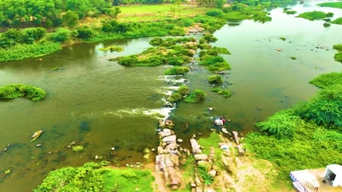 River - Orbiting Shot - Drone View Stock Footage 254277499