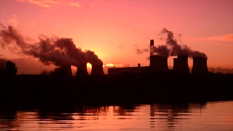 River ouse by drax power station at sunset united kingdom Stock Footage 244241293