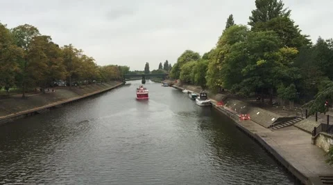 River Ouse - view from Lendal Bridge (Station Road) - York HD Stock Footage 56623714
