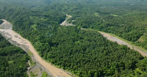 River over the tropical mountain. Philippines. Vídeo Stock 250452520