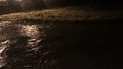 River overfloat disaster water high level Stock Footage 126881452