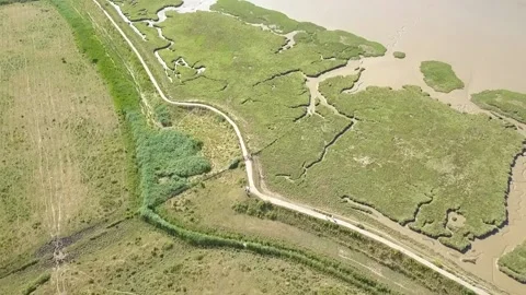 River Pan up Drone Shot Stock Footage 140508268