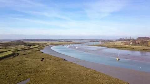 River Pan up Fly through Drone Shot Stock Footage 140508517