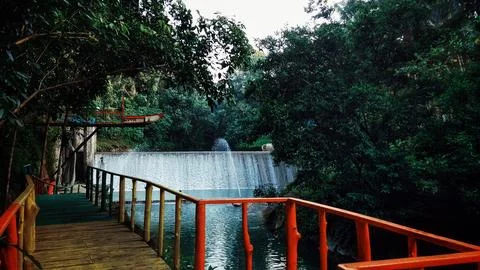 River in Pangandaran, West Java, Indonesia. Stock Photos