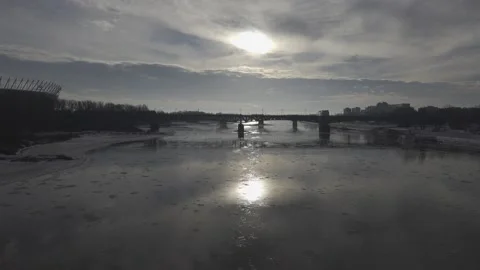 River panorama with a bridge Stock Footage 147750180
